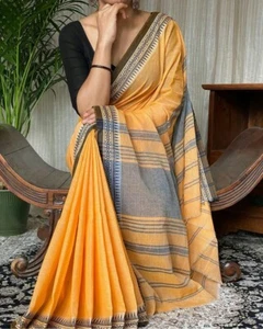 Pure Cotton Saree With Blouse Piece Handwoven Soft Begumpuri Saree - Picture 1 of 2