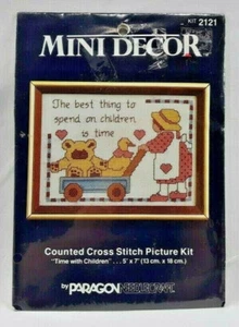 NEW 1985 Paragon Time With Children 2121 Counted Cross Stitch Kit 5x7 Vintg 6090 - Picture 1 of 8