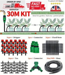 30M Automatic Drip Irrigation System Garden Kit Self Watering Plant Hose Kit - Picture 1 of 11