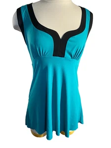 VNTG Womens Babydoll Scoop Neck Top Size Medium Green Tie Back Sleeveless Y2K - Picture 1 of 12