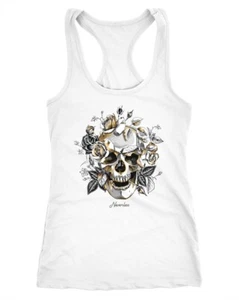 Damen Tank-Top Totenkopf Rosen Skull Roses Schädel Racerback Neverless® - Bild 1 von 4
