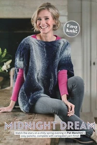 ~ Pull-Out Knitting Pattern For Lady's Lovely Cabled Poncho ~ 28" ~ 50" ~ - Picture 1 of 2