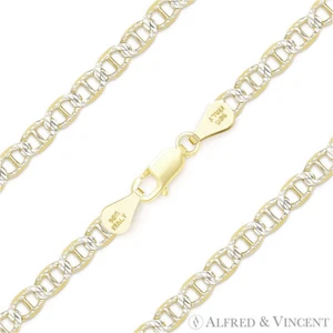 4.4mm Mariner Pave Link Chain Bracelet in 14k Yellow Gold-Plated Sterling Silver - Picture 1 of 1