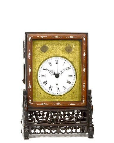 Original Antique Chinese 8 Day Fusee Mother Pear Inlaid Rosewood Bracket Clock Cover