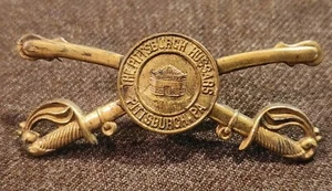 1890s Period "The Pittsburgh Hussars" Cavalry Regiment Cap Badge / Civilian?? - Picture 1 of 2