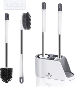Toilet Bowl Brush Holder Set Bathroom Deep Cleaning 1 Pack White+gray - Picture 1 of 2