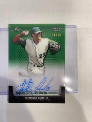 2017 Fernando Tatis Jr Auto Leaf Trinity Clear Green Rookie RC #10/10 🔥🔥🔥 - Image 1 of 3