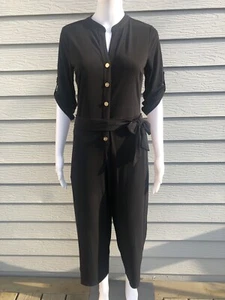 Michael Kors Jumpsuit Neu mit Etikett Damen Schwarz Cropped Weites Bein Bindeband Taille Stretch Größe S - Bild 1 von 24