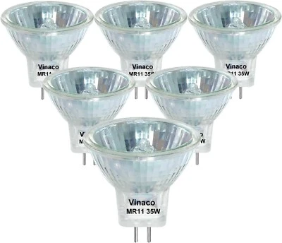 6 Pack Vinaco GU4 Bulb 35W 12V, 6 Pack GU4 Base MR11 2800K Warm White - Image 1 of 4
