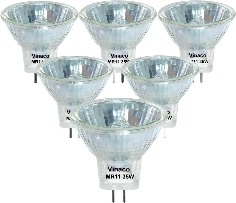 6 Pack Vinaco GU4 Bulb 35W 12V, 6 Pack GU4 Base MR11 2800K Warm White - Image 1 of 4