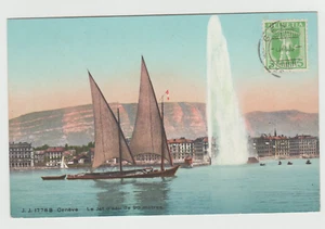 SWITZERLAND, AN OLD PC 1908    GENEVA, LAKE & GEYSER - Picture 1 of 1
