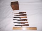 Chicago Cutlery USA 803 Steak Knife Set of 6 In Wood Block VERY NICE SHARP!