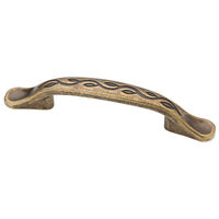 P79609V-AE-C7  Antique English Brass 3" Scroll End Cabinet Drawer Pull 