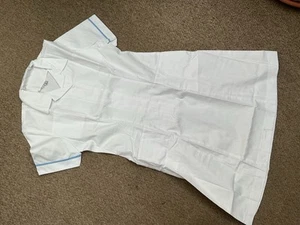 NURSES DRESS UNIFORM NEW WHITE WITH BLUE  UK 22 COSPLAY SEE PICS DESCRIPTION - Picture 1 of 4
