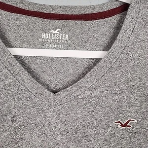Hollister Shirt Mens Medium V Neck Tee Preppy Logo Stretch Lightweight Outdoor - Picture 1 of 8