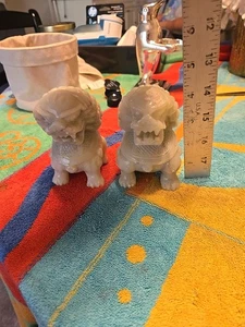 Vintage chinesischer Speckstein Löwe Briefbeschwerer Statuen Paar  - Bild 1 von 6