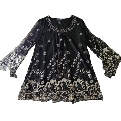 Просто неотразимый верхний размер большой богемное туника чистый с подкладкой длинный чистый рукав - Изображение 1 из 4