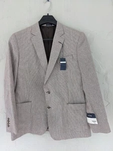 Stafford Blazer Jacket Mens 46R Tan Houndstooth Linen Blend Classic Fit New  - Picture 1 of 10