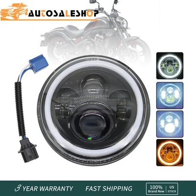 For Honda CX500C CM400T CB750 Bobber Motorcycle 7" Headlight Ring Hi/Lo DRL Lamp - Image 1 of 4