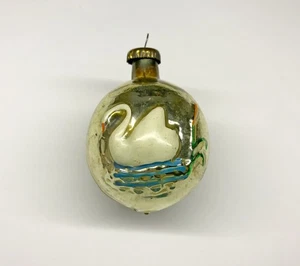 Vintage glass Christmas tree Ornament Swan Ball - USSR decoration sovie - Picture 1 of 12