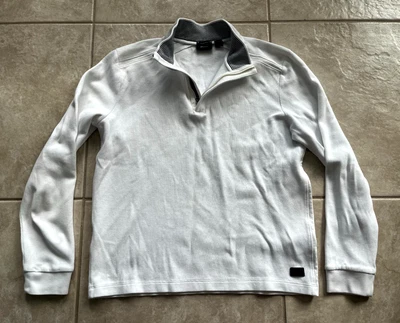 Suéter Pullover Para Hombre BOSS by HUGO BOSS Calce Regular 1/4 Cremallera Blanco Diseñador L Foto 1 de 4