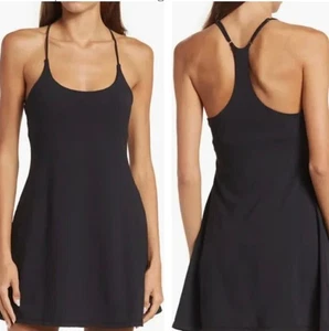 New Nordstrom Zella black spaghetti strap sport tennis dress attached shorts S - Picture 1 of 5