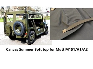Canvas Summer Soft Top Fits M151,M151A1,M151A2 MUTT Military Truck - Picture 1 of 8