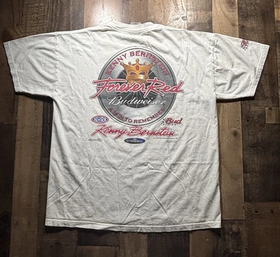 Camisa Budweiser vintage para hombre grande blanca coche de carreras King of Beers Anheuser Busch Foto 1 de 4