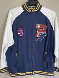 Polo Ralph Lauren Track Jacket Men's LTall P Wing Blue Varsity Stadium Letterman - Picture 1 of 22