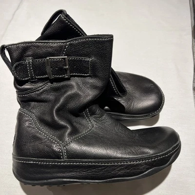 FitFlop Super Boot Women's 11 Black  Leather Comfort Platform Wedge Moto   -F430 - Image 1 of 4