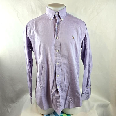 Ralph Lauren 衬衫男式 16 34/35 紫色纽扣连衣裙肉马牛津 — 第 1/4 张图片