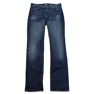 7 For All Mankind Jeans Mens 33 Standard Fit Denim Straight Relaxed Button Fly - Picture 1 of 11