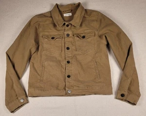 Blind Trust Jacket Mens Large Brown Canvas Trucker Coat Casual Button Up Stretch - Picture 1 of 10