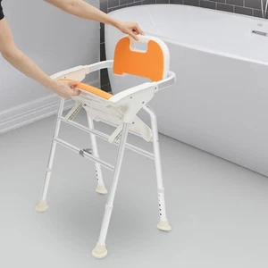 U-förmiger Duschstuhl mit Armlehne klappbar höhenverstellbar Badhocker Senioren - Bild 1 von 22