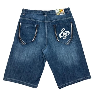 Vintage Southpole Y2K Denim Shorts Jorts Herren Gr. 38 Skull Baggy Skater Wide Leg - Bild 1 von 12