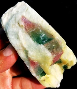 194g Natural Watermelon Color Tourmaline Crystal Ice Transparent Specimen ie1565 - Picture 1 of 12