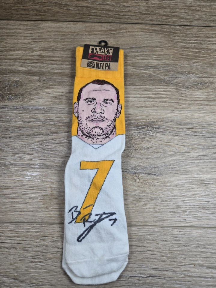 CALCETINES Freak Feet Ben Roethlisberger Blanco Amarillo Pittsburgh Steelers Foto 1 de 3