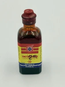Antique TINCT IODINE Sealed POISON Bottle Dr. Sachs Chicago Skull & Crossbones - Picture 1 of 4