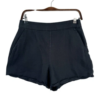 Abercrombie & Fitch Linen Shorts Womens 29 Black Scalloped Hem High Rise Dress - Image 1 of 4