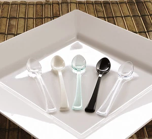 4" Mini Small Tasting spoons Disposable Plastic 500 Tiny Ice cream Spoon - Picture 1 of 4