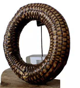 More details for africa tribal head pot holder ring woven raffia palm fibre vintage#