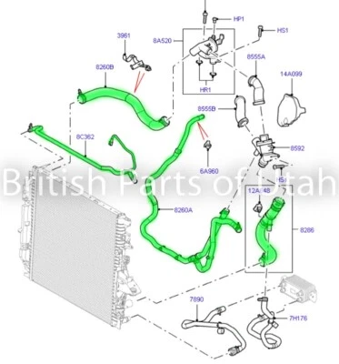 Manguera termostato expansión radiador superior inferior Land Range Rover Sport LR4 10~13 Foto 1 de 4