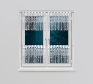 "Cortina de red de ventana Jacquard con flecos BLANCO 60cm x 150cm (24"" x 59") - Imagen 1 de 1