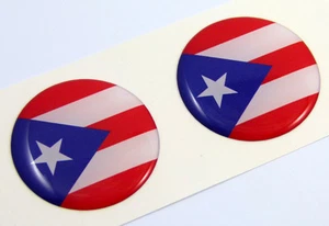 Puerto Rico flag Round domed decal 2 emblem Car bike stickers 1.45" PAIR - Bild 1 von 2