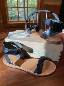 Soludos schwarze geflochtene Leder-Sandalen mit Knöchelriemen 9 neu im Karton - Bild 1 von 8