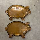 Vintage Tiara Indiana Glass 10” X 6” Amber Pig Hog Snack Plate Tray No Cup
