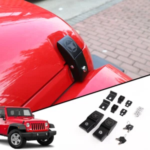 2x Pestillos de captura de capó negros Cubierta de hebilla de bloqueo para Jeep Wrangler JK 2007-17 Calavera - Imagen 1 de 9