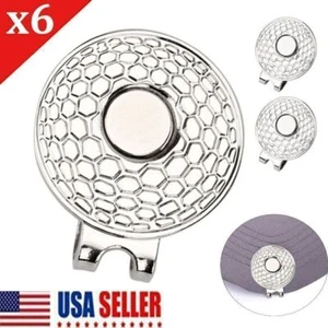 6Pcs Magnetic Golf Ball Hat Clip For Golf Bit Standard Marker w/ Rhinestone Hole - Picture 1 of 12