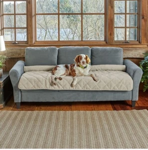 New Orvis Tight Grip Bolster Furniture protector 55" Wheat Dog Loveseat - Picture 1 of 8