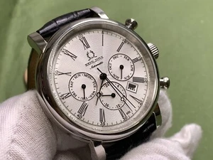 Reloj automático para hombre Solvil et Titus 天長地久 día-fecha luna esfera blanca cuero 21 joyas - Imagen 1 de 19